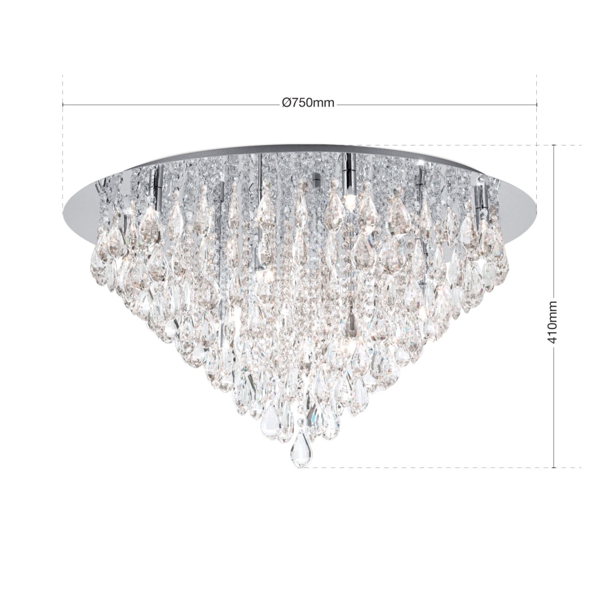Kristalna stropna svetilka CELESTE 12xG9/40W/230V pr. 75 cm sijajni krom