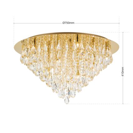 Kristalna stropna svetilka CELESTE 12xG9/40W/230V pr. 75 cm zlata