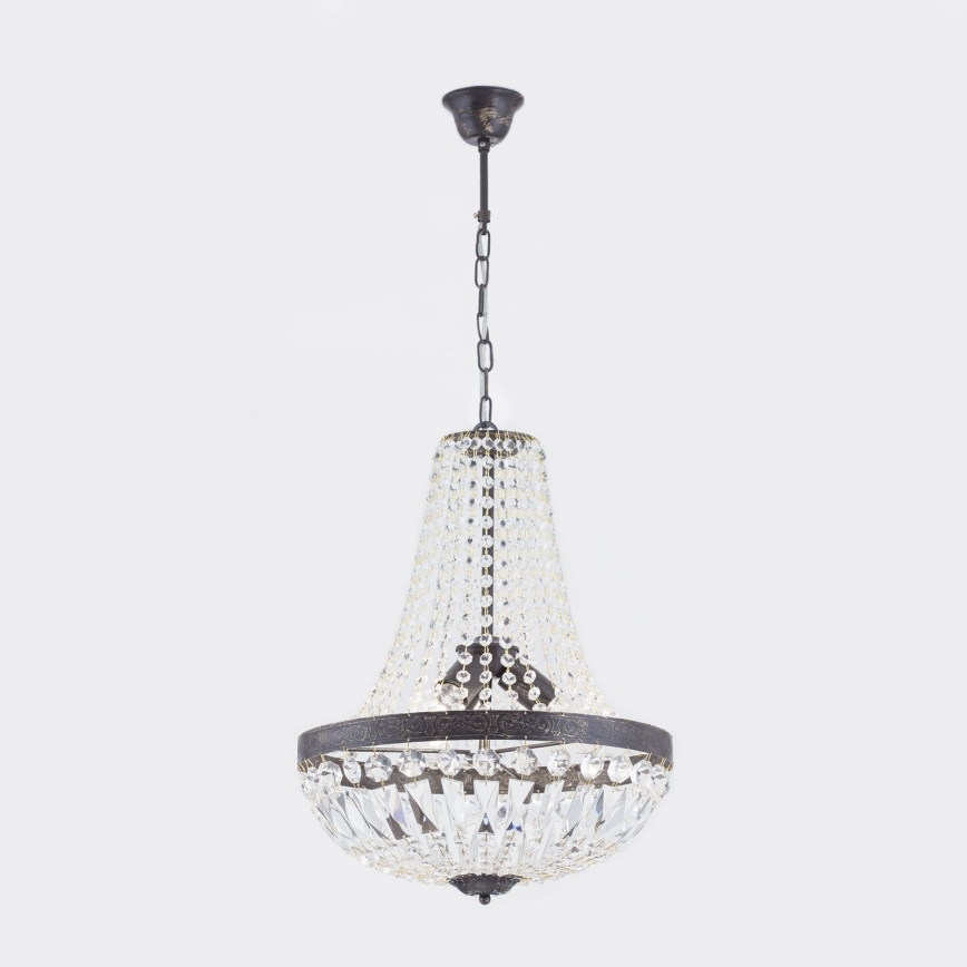 Kristalni lestenec na verigi ARILA 3xE27/60W/230V pr. 40 cm rjava/patina