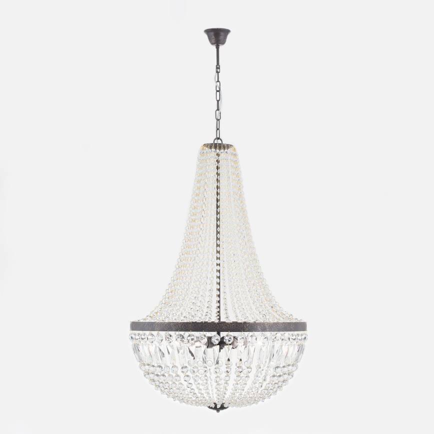 Kristalni lestenec na verigi ARILA 6xE27/60W/230V pr. 60 cm rjava/patina