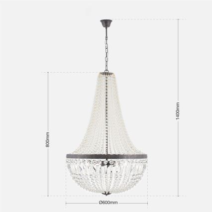 Kristalni lestenec na verigi ARILA 6xE27/60W/230V pr. 60 cm rjava/patina