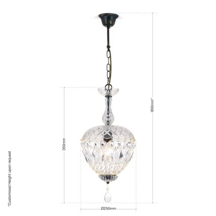 Kristalni lestenec na verigi ARILA 1xE27/60W/230V pr. 25 cm rjava/patina