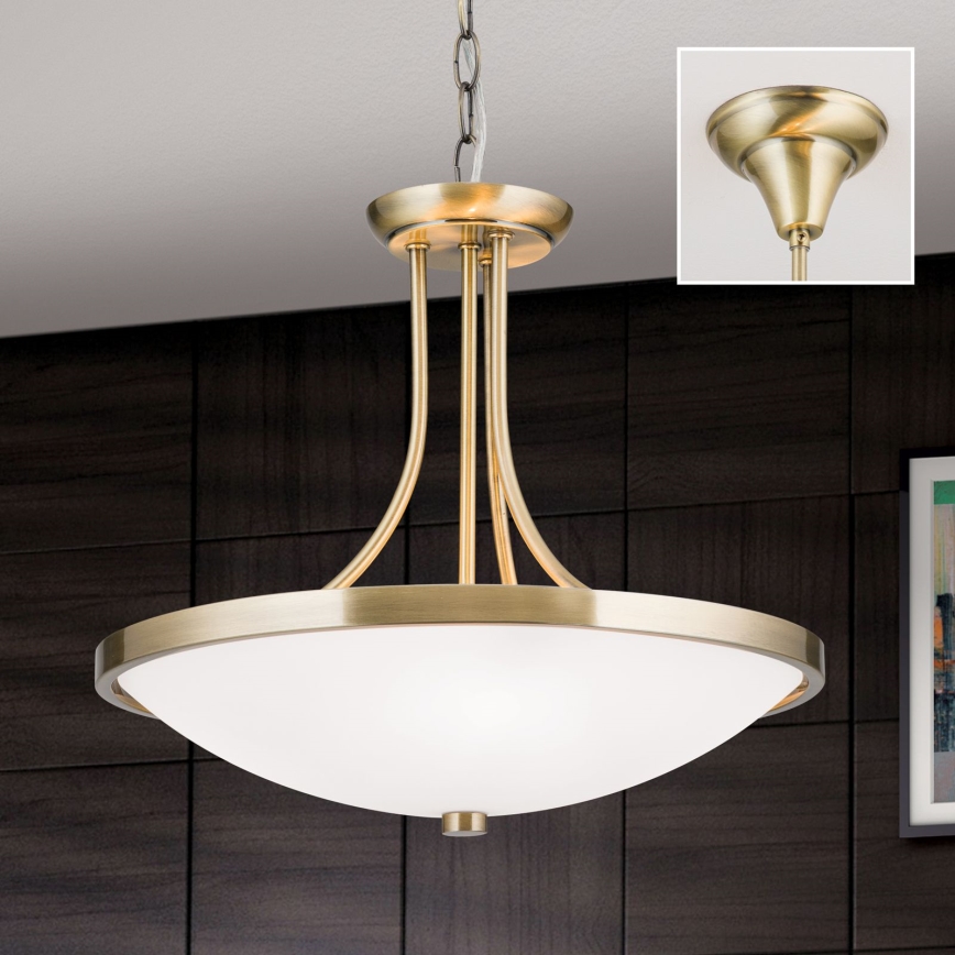Lestenec na verigi AIDA 3xE27/60W/230V pr. 39,5 cm medenina