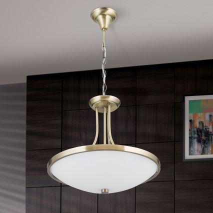 Lestenec na verigi AIDA 3xE27/60W/230V pr. 39,5 cm medenina