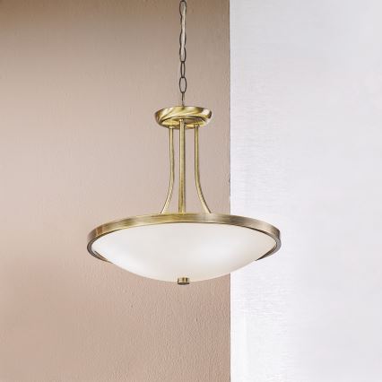 Lestenec na verigi AIDA 3xE27/60W/230V pr. 39,5 cm medenina