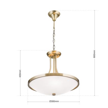 Lestenec na verigi AIDA 3xE27/60W/230V pr. 39,5 cm medenina