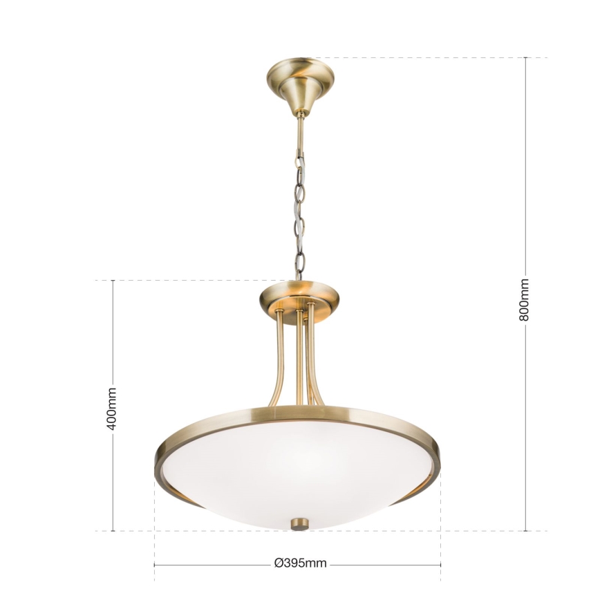 Lestenec na verigi AIDA 3xE27/60W/230V pr. 39,5 cm medenina