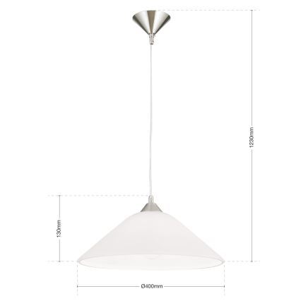 Lestenec na vrvici GRADO 1xE27/60W/230V pr. 40 cm mat krom