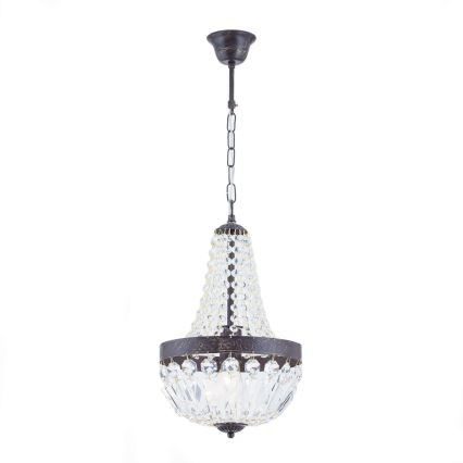 Kristalni lestenec na verigi ARILA 1xE27/60W/230V pr. 25,5 cm rjava/patina