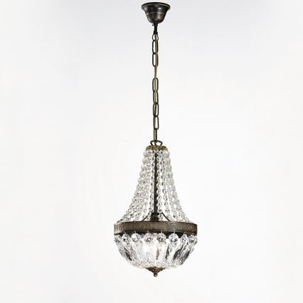 Kristalni lestenec na verigi ARILA 1xE27/60W/230V pr. 25,5 cm rjava/patina