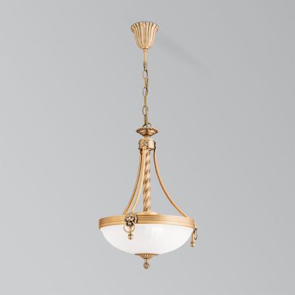 Lestenec na verigi ROCCA 3xE27/60W/230V pr. 32 cm bron/bela