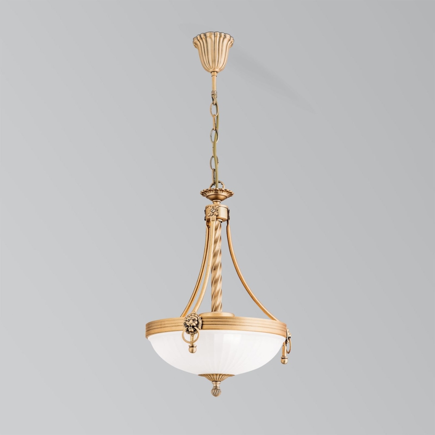 Lestenec na verigi ROCCA 3xE27/60W/230V pr. 32 cm bron/bela