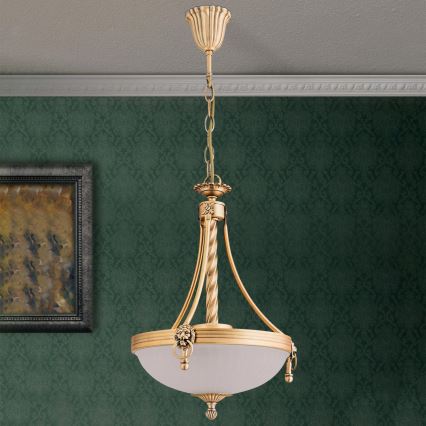 Lestenec na verigi ROCCA 3xE27/60W/230V pr. 32 cm bron/bela