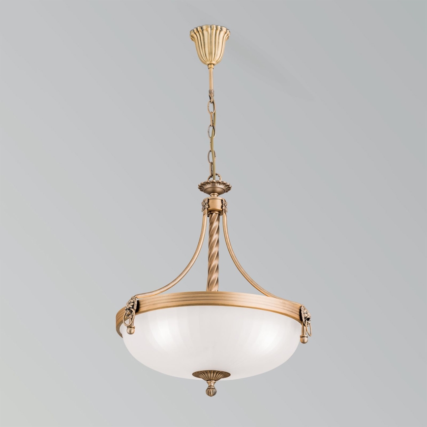 Lestenec na verigi ROCCA 3xE27/60W/230V pr. 42 cm bron/bela
