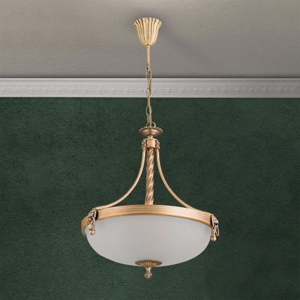 Lestenec na verigi ROCCA 3xE27/60W/230V pr. 42 cm bron/bela