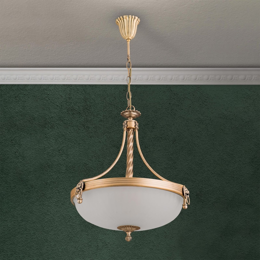 Lestenec na verigi ROCCA 3xE27/60W/230V pr. 42 cm bron/bela