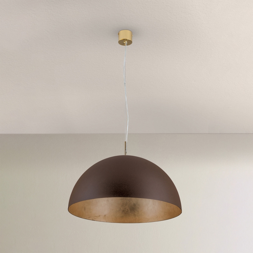 Lestenec na vrvici ELIANO 1xE27/60W/230V pr. 50 cm rjava/zlata