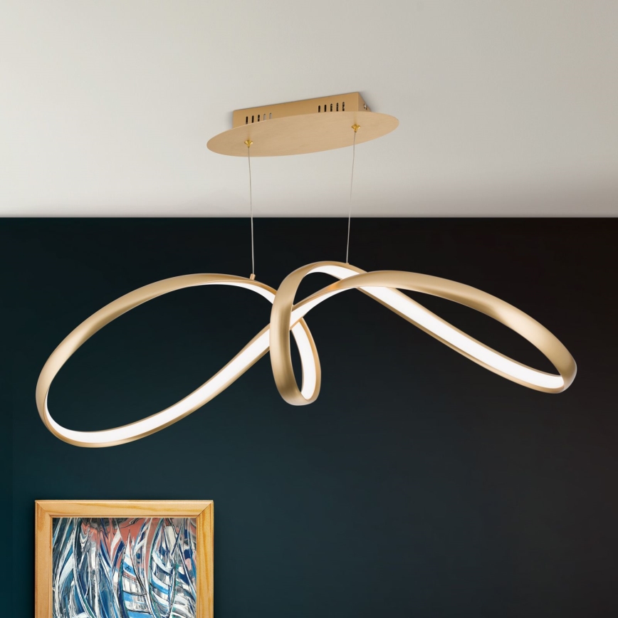 LED zatemnitvena viseča svetilka na vrvici CIRCUS LED/36W/230V zlata