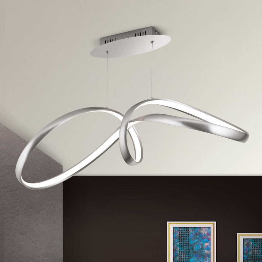 LED Zatemnitveni lestenec na vrvici CIRCUS LED/36W/230V srebrna