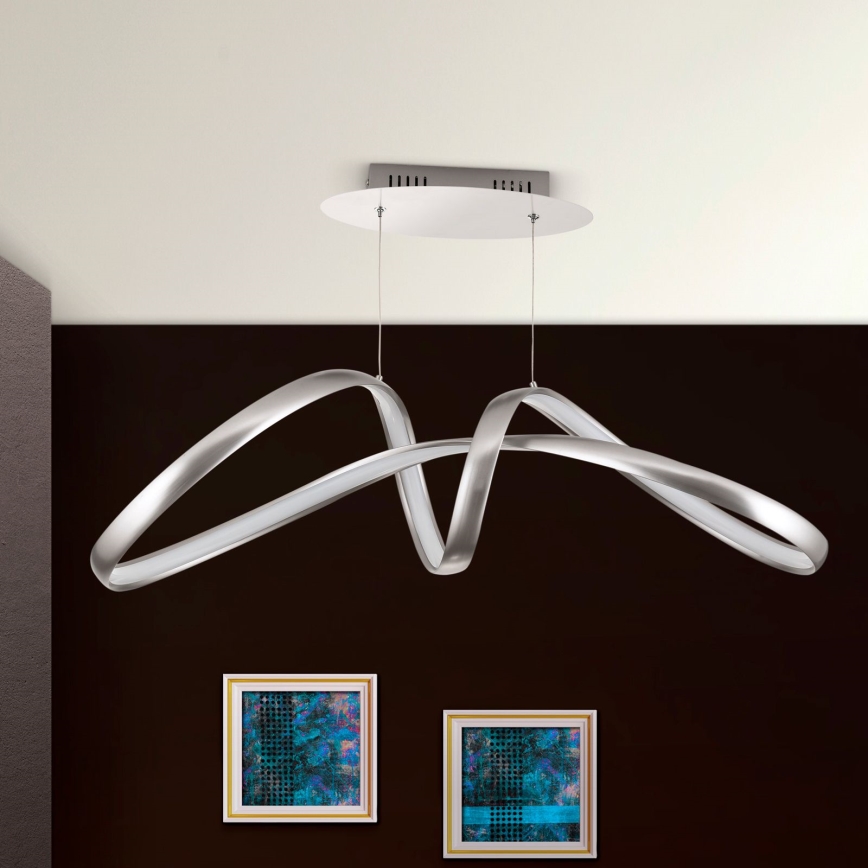 LED Zatemnitveni lestenec na vrvici CIRCUS LED/36W/230V srebrna