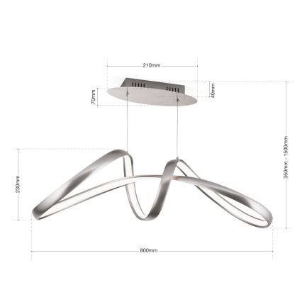 LED Zatemnitveni lestenec na vrvici CIRCUS LED/36W/230V srebrna
