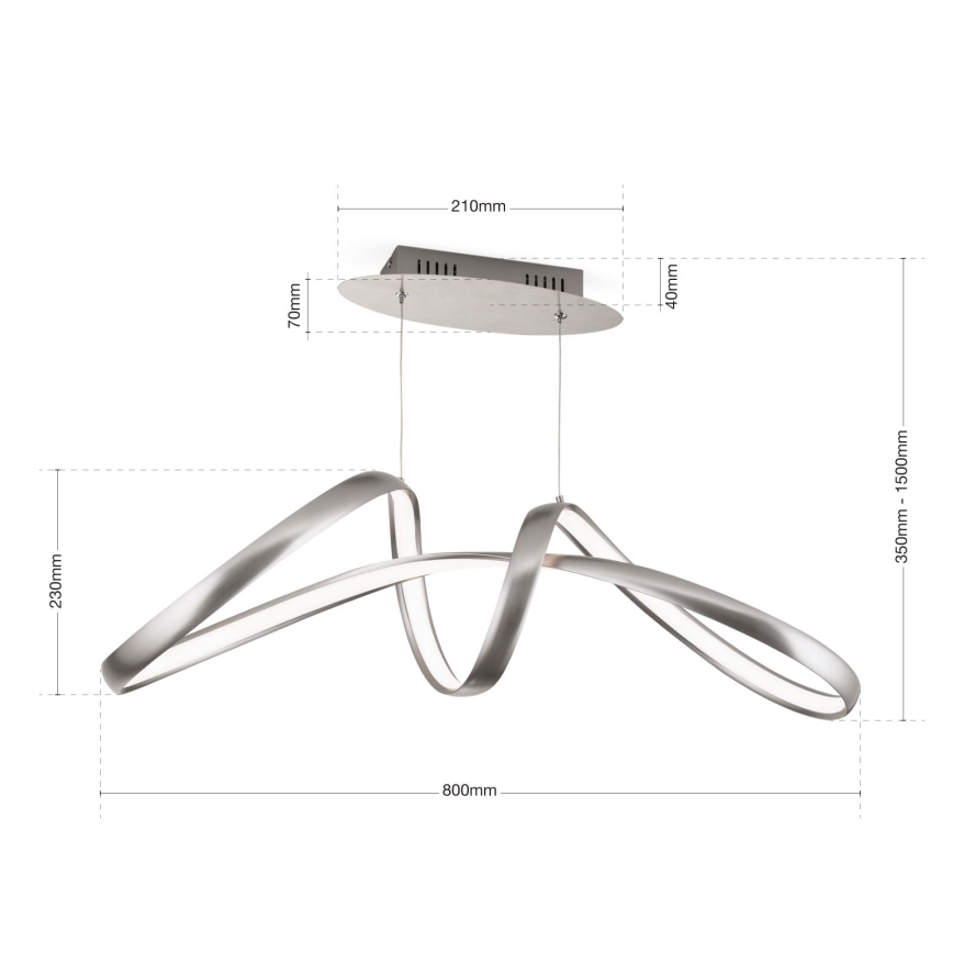 LED Zatemnitveni lestenec na vrvici CIRCUS LED/36W/230V srebrna