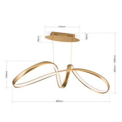 LED Zatemnitveni lestenec na vrvici CIRCUS LED/36W/230V zlata