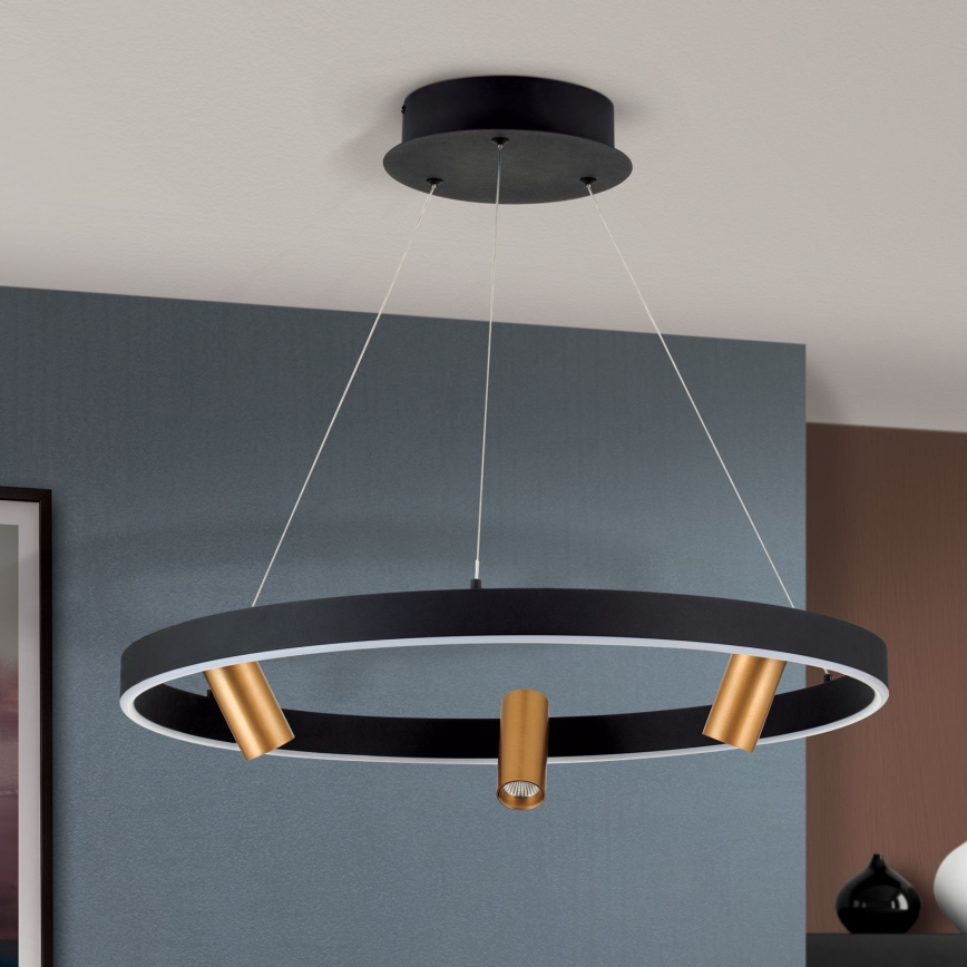 LED zatemnitvena viseča svetilka na vrvici BERLIN LED/50W/230V črna/zlata
