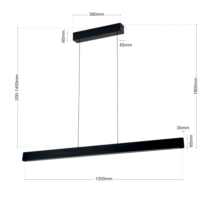 LED Zatemnitveni lestenec na vrvici TARA LED/44W/230V 2700/3800/4500/5700K črna
