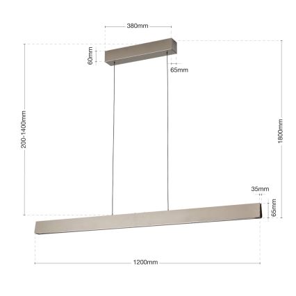 LED Zatemnitveni lestenec na vrvici TARA LED/44W/230V 2700/3800/4500/5700K mat krom
