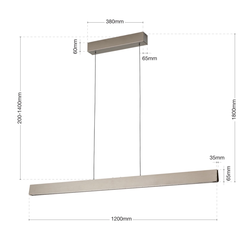 LED Zatemnitveni lestenec na vrvici TARA LED/44W/230V 2700/3800/4500/5700K mat krom