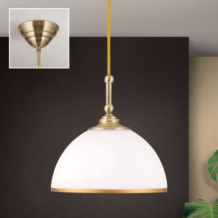 Lestenec na vrvici OLD LAMP 1xE27/40W/230V bela/medenina