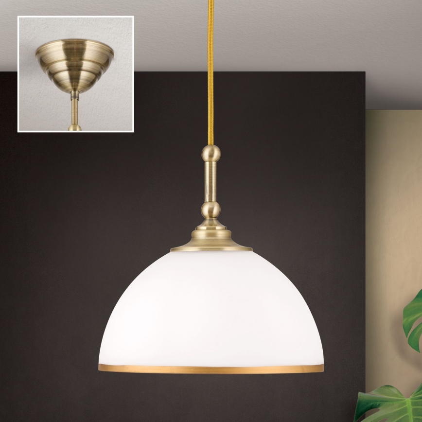 Lestenec na vrvici OLD LAMP 1xE27/40W/230V bela/medenina