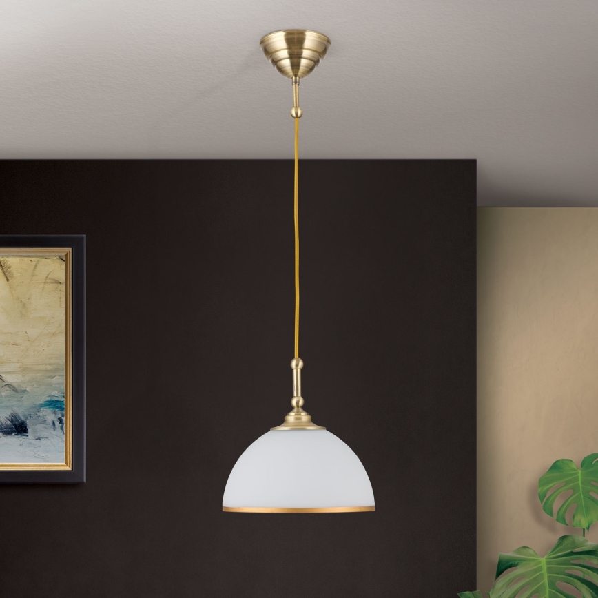 Lestenec na vrvici OLD LAMP 1xE27/40W/230V bela/medenina