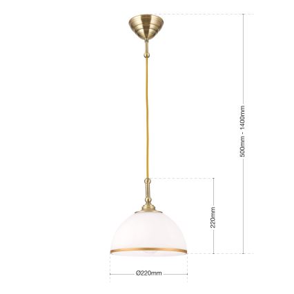 Lestenec na vrvici OLD LAMP 1xE27/40W/230V bela/medenina
