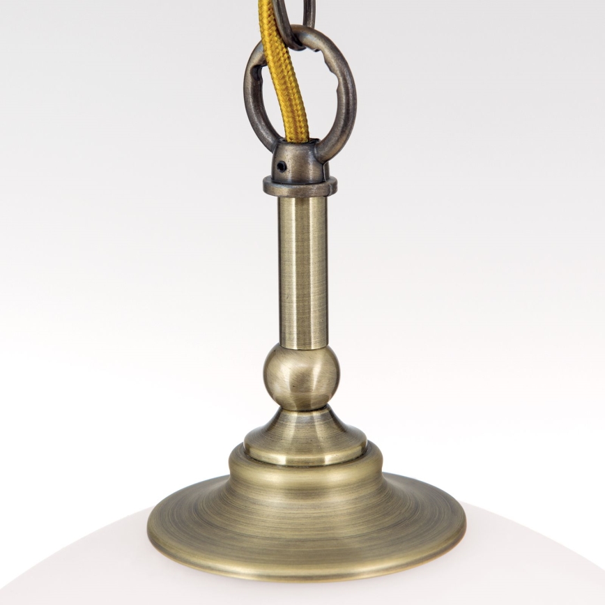 Lestenec na verigi OLD LAMP 1xE27/40W/230V pr. 30 cm bela/medenina