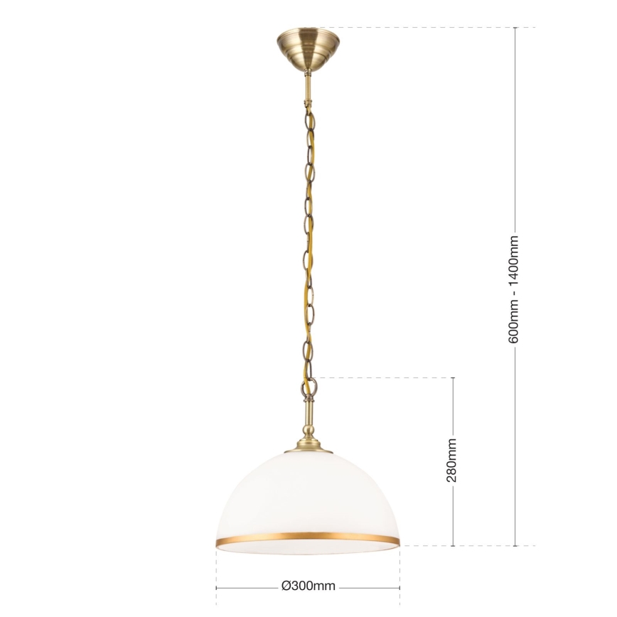Lestenec na verigi OLD LAMP 1xE27/40W/230V pr. 30 cm bela/medenina