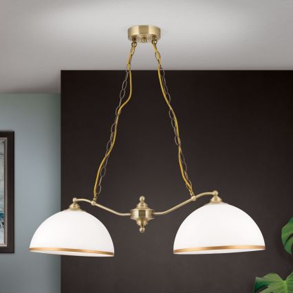 Lestenec na verigi OLD LAMP 2xE27/40W/230V bela/medenina