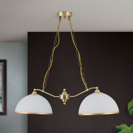 Lestenec na verigi OLD LAMP 2xE27/40W/230V bela/medenina