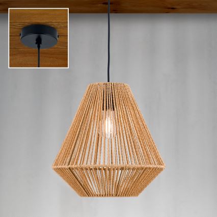 Lestenec na vrvici JUNGLE 1xE27/40W/230V pr. 31 cm konoplja