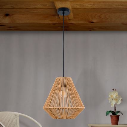 Lestenec na vrvici JUNGLE 1xE27/40W/230V pr. 31 cm konoplja