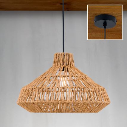 Lestenec na vrvici BASKET 1xE27/40W/230V pr. 40 cm konoplja