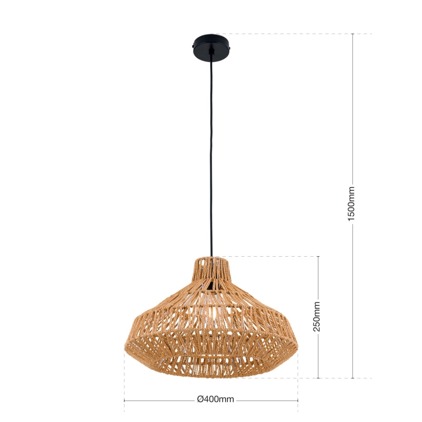 Lestenec na vrvici BASKET 1xE27/40W/230V pr. 40 cm konoplja