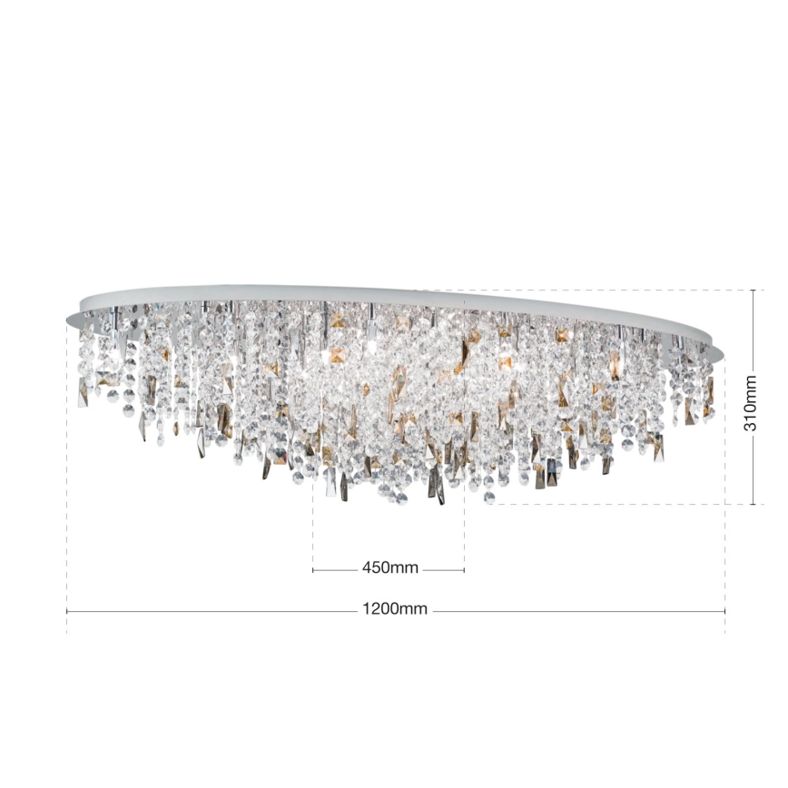 Kristalna stropna svetilka CRYSTALRIVER 21xG9/40W/230V sijajni krom