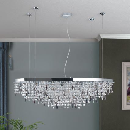 Kristalni lestenec na vrvici CRYSTALRIVER 21xG9/40W/230V sijajni krom
