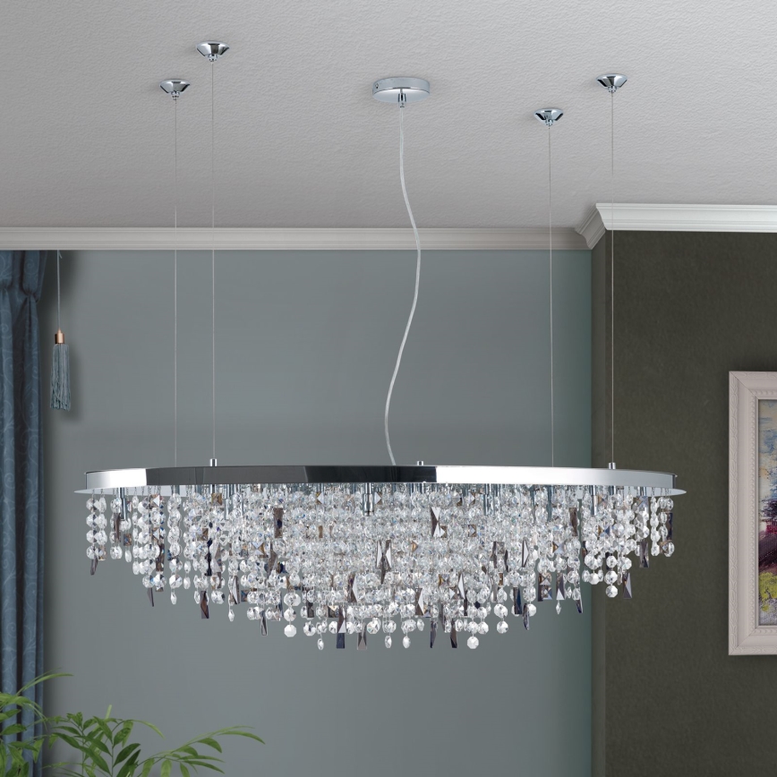Kristalni lestenec na vrvici CRYSTALRIVER 21xG9/40W/230V sijajni krom