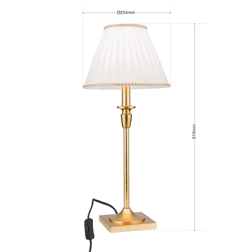 Namizna svetilka FONSA 1xE27/60W/230V 61 cm bela/zlata