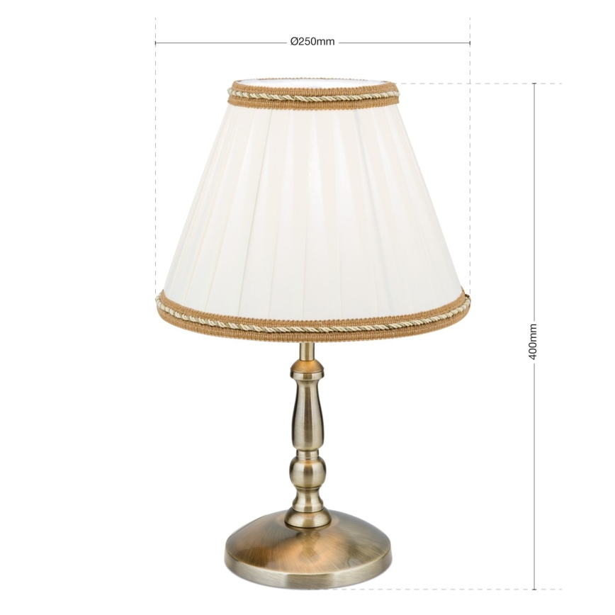 Namizna svetilka TONIA 1xE27/60W/230V pr. 25 cm bela/bron