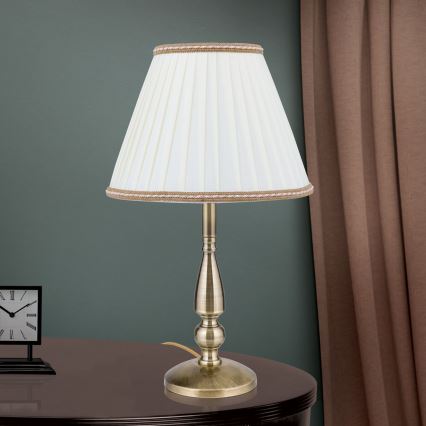 Namizna svetilka TONIA 1xE27/60W/230V pr. 30 cm bela/bron