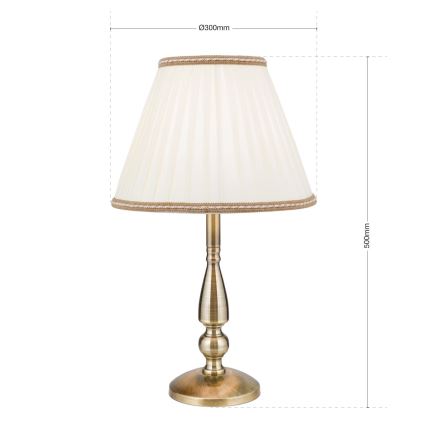 Namizna svetilka TONIA 1xE27/60W/230V pr. 30 cm bela/bron